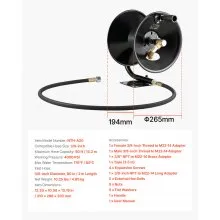 VEVOR Pressure Washer Hose Reel 50 ft x 3/8 inch Steel Wall Floor Mount 4000PSI