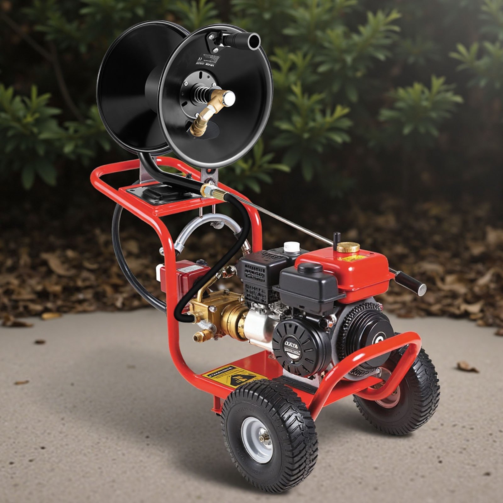 VEVOR Pressure Washer Hose Reel, 15.2 m x 9.5 mm Heavy-Duty Steel Bracket-Mounted Pressure Hose Reel, Wall/Floor/Truck Mount, 4000PSI Max, Manual Power Hand Crank for Water, with Grip Handle