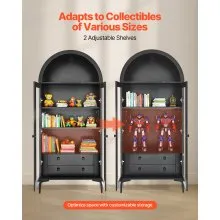 VEVOR Arched Display Cabinet with Glass Doors 70 in Tall 4-Tier Curio Cabinet
