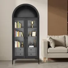 VEVOR Arched Display Cabinet with Glass Doors 70 in Tall 4-Tier Curio Cabinet