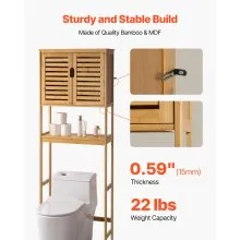 VEVOR Bamboo Over The Toilet Storage Cabinet with Adjustable Shelf 68.9" H