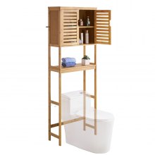 VEVOR Bamboo Over The Toilet Storage Cabinet with Adjustable Shelf 68.9" H