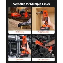 VEVOR Right Angle Drill, 3/8 Inch Chuck, 90 Degree Cordless Right Angle Drill with Brushless Motor, Battery, Charger, and Belt Clip, Adjustable Speed, for Fastening and Loosening in Tight Spaces