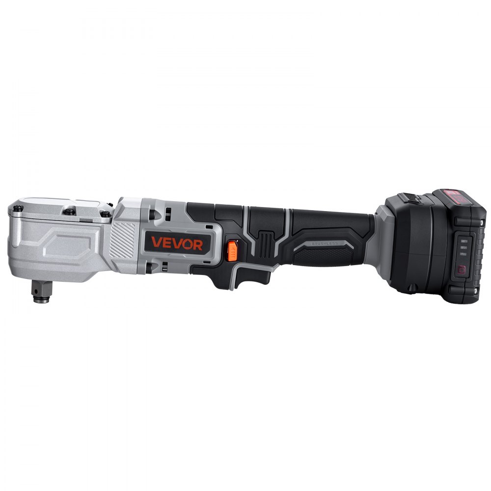 VEVOR Right Angle Drill 1/2 in Square Drive 90 Degree Cordless Angle Drill, For Cabinets, Corners, Frames, Tight Spaces, Brushless Motor, Adjustable Speed, LED Lighting, with 2 Batteries and Charger