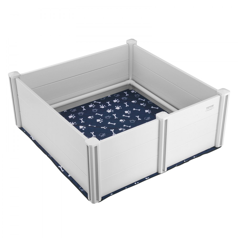 VEVOR Caja de parto para perros de 48 x 48 x 18,1 pulgadas de PVC con rieles y almohadilla para orinar para cachorros