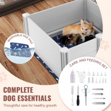 VEVOR Dog Whelping Box 38.6x38.6x18.1in PVC with Rails Pee Pad for Dogs Puppies