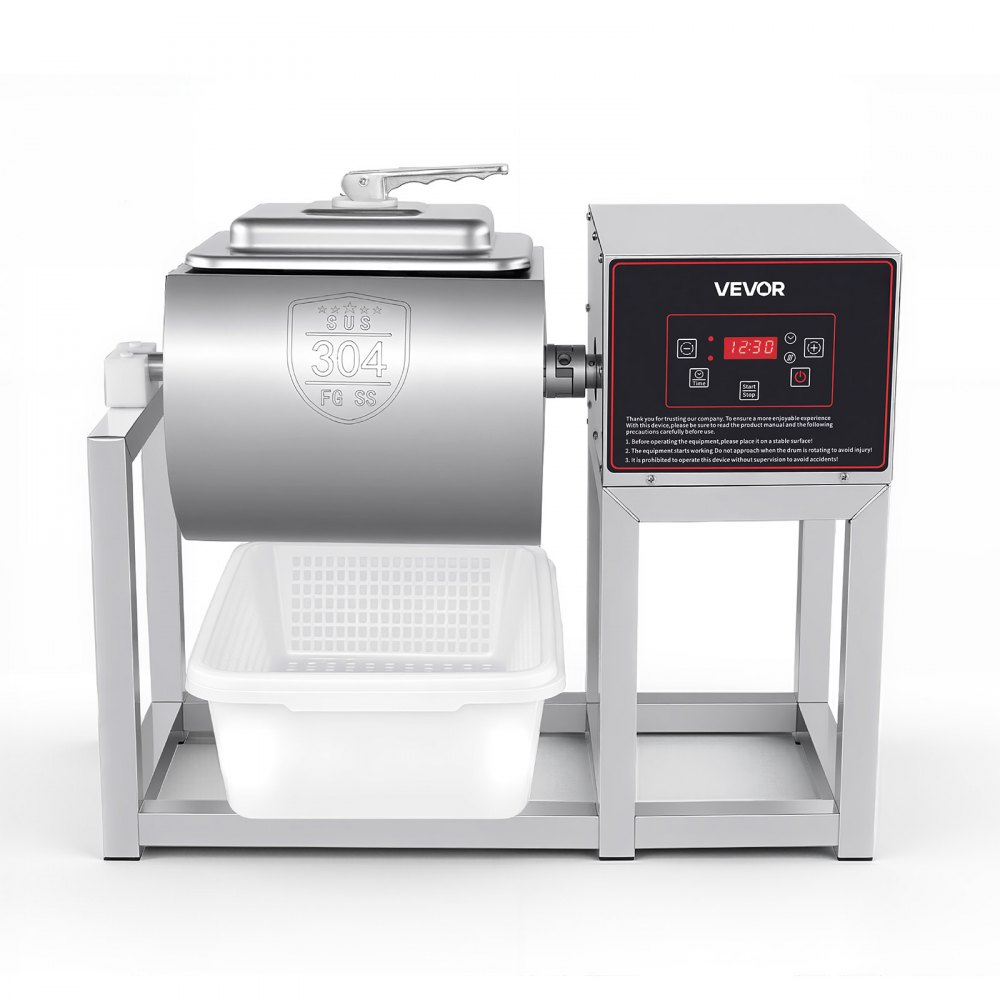VEVOR Commercial Meat Tumbler Marinator, 18L Tumbling Marinating Machine, for Chicken Steak Pork Restaurant, Stainless Steel Vacuum Curing Machine, with Bidirectional Rotation and Smart Control Panel