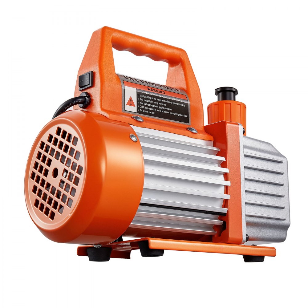 VEVOR 4 CFM AC Vacuum Pump and Gauge Set, 1/3 HP, Single Stage Rotary Vane HVAC Air Vacuum Pump, A/C Refrigerant Manifold Gauge Kit, with Leak Detector, Carry Bag, for R134a R22 R410a Refrigerants