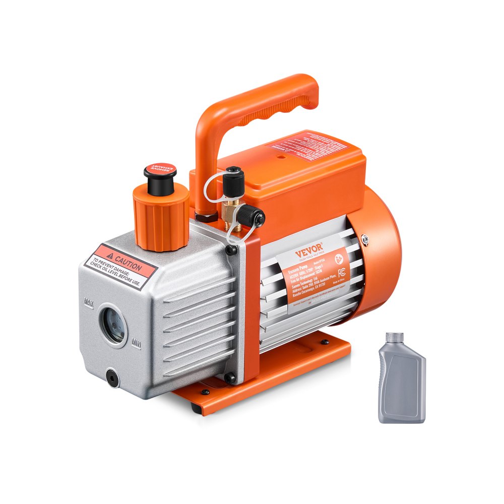 Vacuum Pump 5 CFM HVAC Single Stage Rotary Vane Vacuum Pump Oil Included