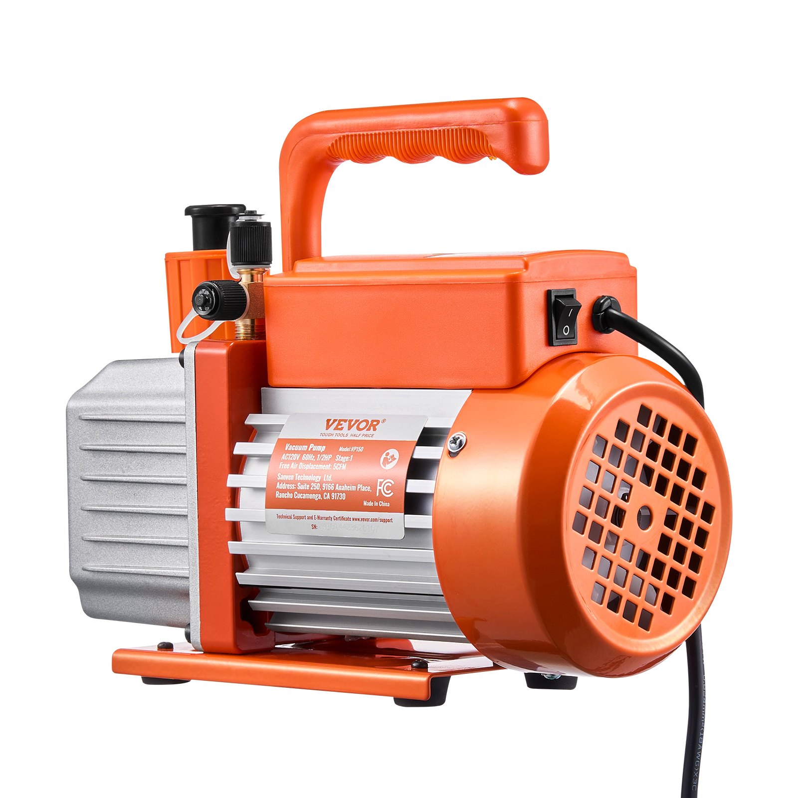 VEVOR Vacuum Pump, 141 L/min(5 CFM), HVAC Single Stage Rotary Vane Vacuum Pump, for R134a R22 R410a Systems, Auto AC Vacuum Pump Kit with Oil Bottle, for Automotive Air Conditioner Maintenance Resin Degassing