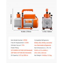 Vacuum Pump 4 CFM HVAC Single Stage Rotary Vane Vacuum Pump Oil Included