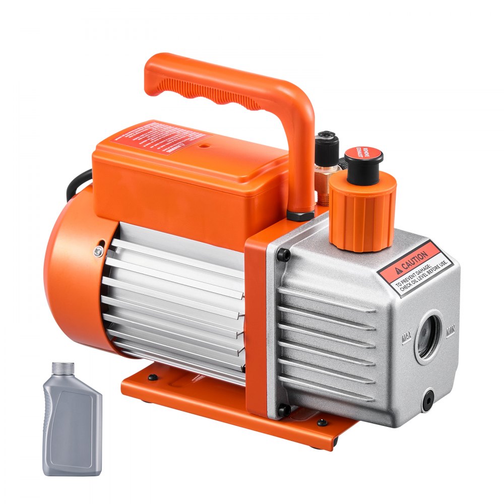 VEVOR Vacuum Pump, 233 L/min(4 CFM), HVAC Single Stage Rotary Vane Vacuum Pump, for R134a R22 R410a Systems, Auto AC Vacuum Pump Kit with Oil Bottle, for Automotive Air Conditioner Maintenance Resin Degassing