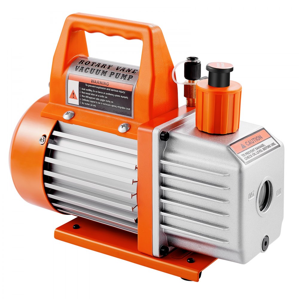 VEVOR Vacuum Pump, 100 L/min, HVAC Single Stage Rotary Vane AC Vacuum Pump, for R134a R22 R410a Systems, with Oil Bottle, 4 Pole Motor, 5 Pa, for Automotive Air Conditioner Maintenance Resin Degassing