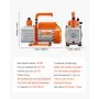VEVOR Vacuum Pump, 367 L/min(6 CFM), HVAC 2 Stage Rotary Vane Vacuum Pump, for R134a R22 R410a Systems, Auto AC Vacuum Pump Kit with Oil Bottle, for Automotive Air Conditioner Maintenance Resin Degassing