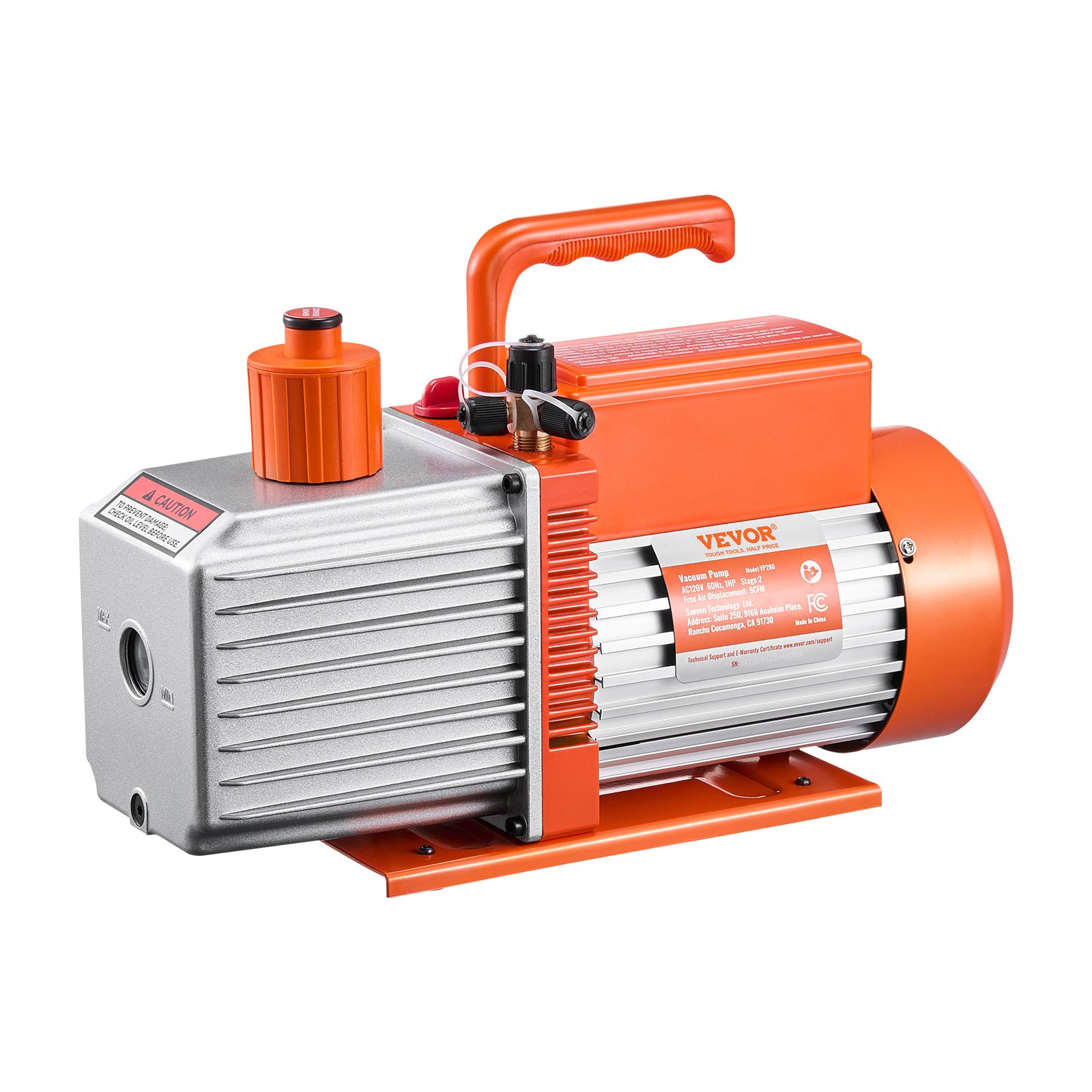 VEVOR Vacuum Pump, 533 L/min(9 CFM), HVAC 2 Stage Rotary Vane Vacuum Pump, for R134a R22 R410a Systems, Auto AC Vacuum Pump Kit with Oil Bottle, for Automotive Air Conditioner Maintenance Resin Degassing