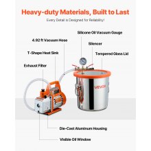 3.5 CFM Single Stage Vacuum Pump 3 Gallon Stainless Steel Degassing Chamber Kit