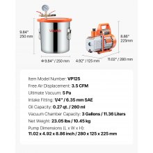 3.5 CFM Single Stage Vacuum Pump 3 Gallon Stainless Steel Degassing Chamber Kit