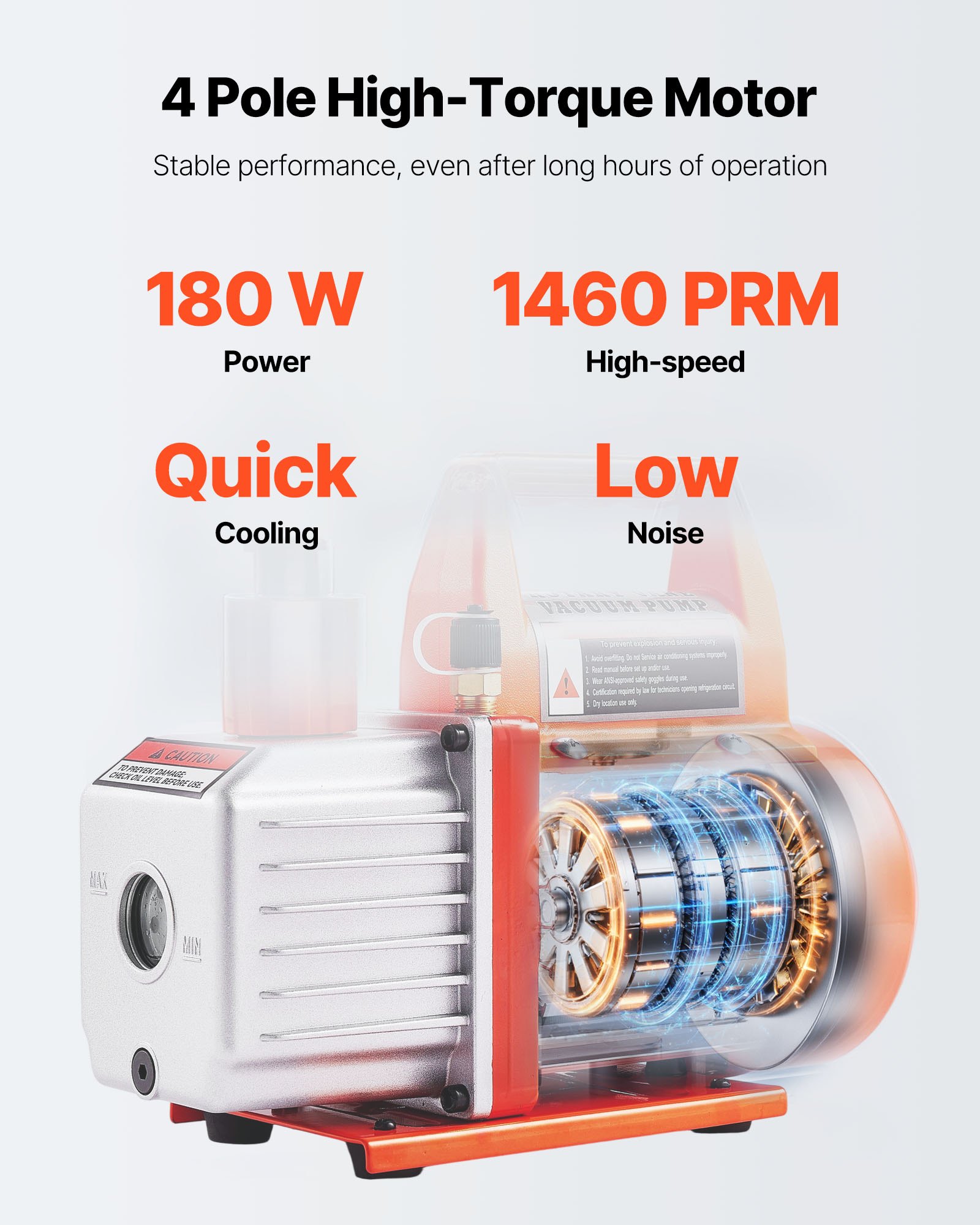 VEVOR 11.36 L Vacuum Chamber with Pump, 110 L/min, Stainless Steel, Degassing Chamber Kit, Single Stage Vacuum Pump, Tempered Glass Lid, 1.5 m Hose, Oil, for Stabilizing Wood Degassing Silicone Resin