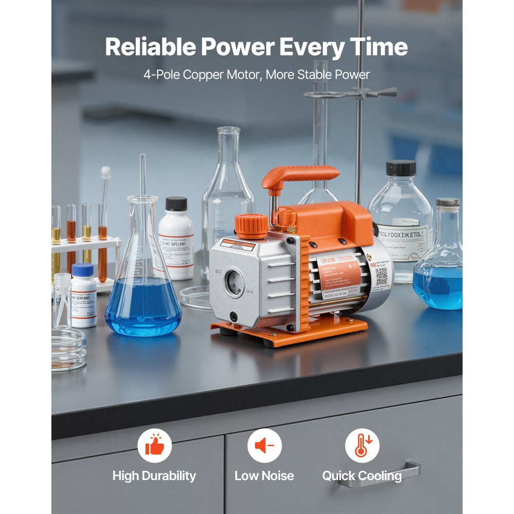 VEVOR 11.36 L Vacuum Chamber with Pump, 3.5 CFM 99 L/min, Single Stage Vacuum Pump, Stainless Steel Degassing Chamber Kit, Tempered Glass Lid, 1.5 m Hose, for Stabilizing Wood Degassing Silicone Resin