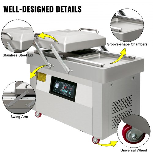 VEVOR Double Chamber Vacuum Packaging Machine, 24"x18" Chamber Vacuum Sealer Machine, Vacuum Sealer Sealing Machine with Modern Control Panel for Food Preservation, Home, Commercial Using