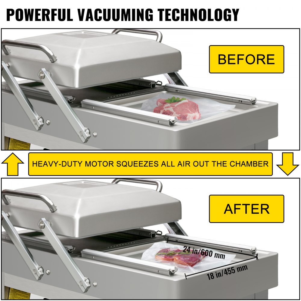 VEVOR Double Chamber Vacuum Packaging Machine, 24x18 Chamber