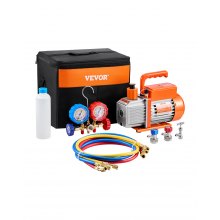 VEVOR  3.5 CFM HVAC Single Stage Rotary Vane Vacuum Pump and Manifold Gauge Kit Compatible with R134a, R22, R12, and R502 Refrigerants