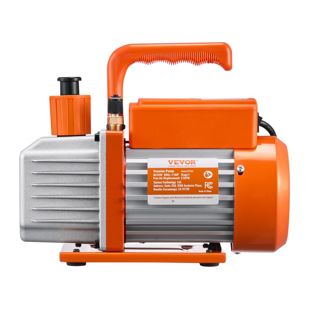 VEVOR 100 L/min(3.5 CFM) AC Vacuum Pump and Gauge Set, Single Stage Rotary Vane HVAC Air Vacuum Pump, A/C Refrigerant Manifold Gauge Kit, with Hoses, for R134a, R12, R22, R502a, R410A, R404, R407C Refrigerants