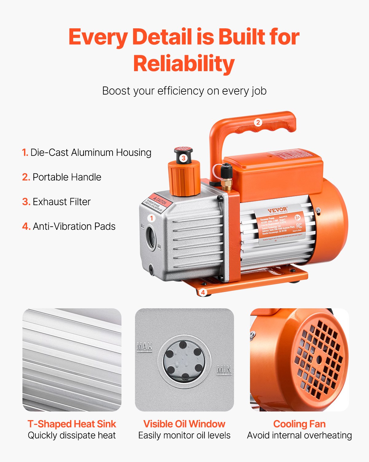 VEVOR 100 L/min(3.5 CFM) AC Vacuum Pump and Gauge Set, Single Stage Rotary Vane HVAC Air Vacuum Pump, A/C Refrigerant Manifold Gauge Kit, with Hoses, for R134a, R12, R22, R502a, R410A, R404, R407C Refrigerants