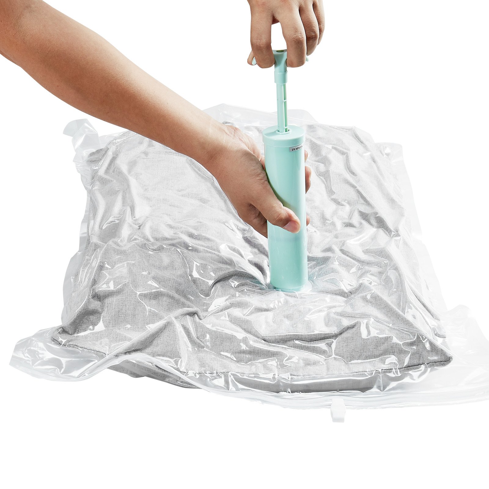 VEVOR Vacuum Storage Bags, 10 Jumbo Space Saver Vacuum Seal Bags, Compression Airtight Space Bags, Zipper Sealer Bags for Clothes, Bedding, Blanket, Pillows, Comforters, Travel (Hand Pump Included)