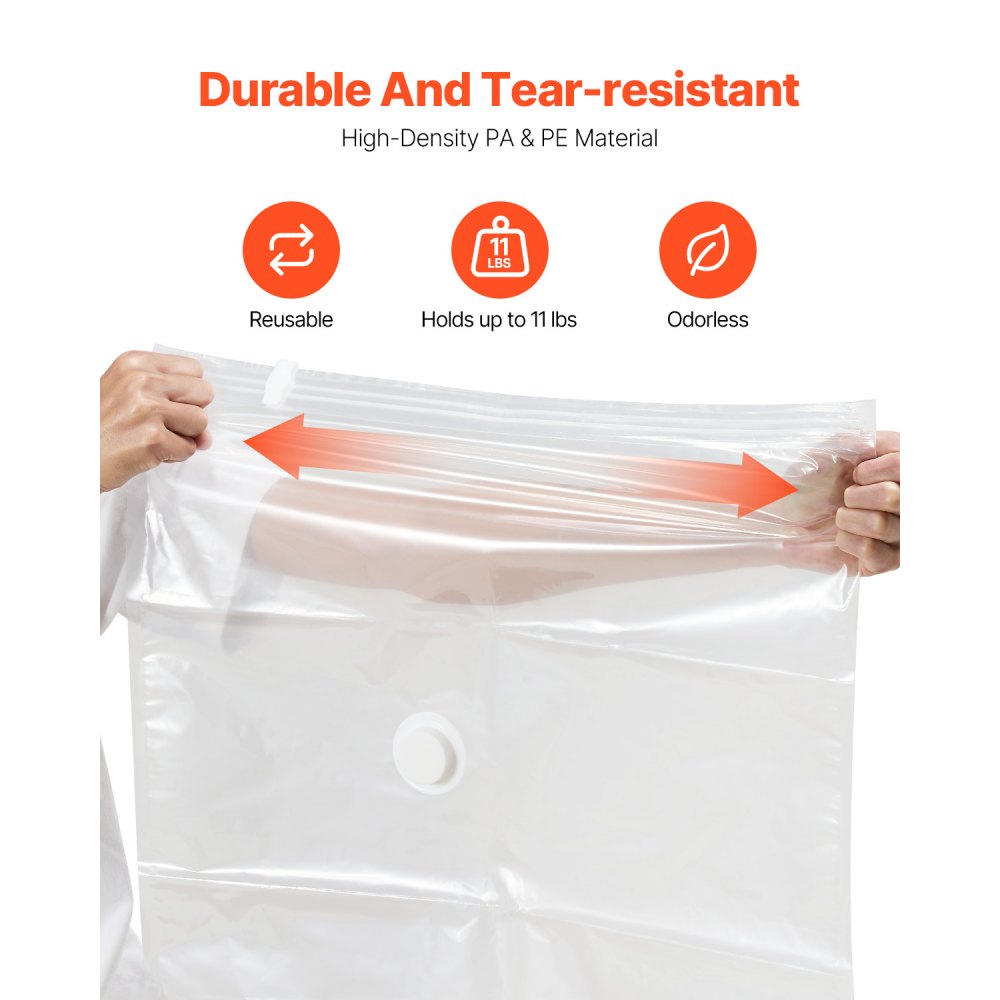 VEVOR Vacuum Storage Bags, 20 Pack Space Saver Seal Bag(4 Jumbo/4 Large/4 Medium/4 Small/4 Roll), Compression Airtight Zipper Space Bags with Hand Pump, for Cloth, Bedding, Blanket, Pillow, Travel