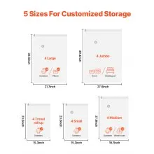 VEVOR Vacuum Storage Bags, 20 Pack Space Saver Seal Bag(4 Jumbo/4 Large/4 Medium/4 Small/4 Roll), Compression Airtight Zipper Space Bags with Hand Pump, for Cloth, Bedding, Blanket, Pillow, Travel