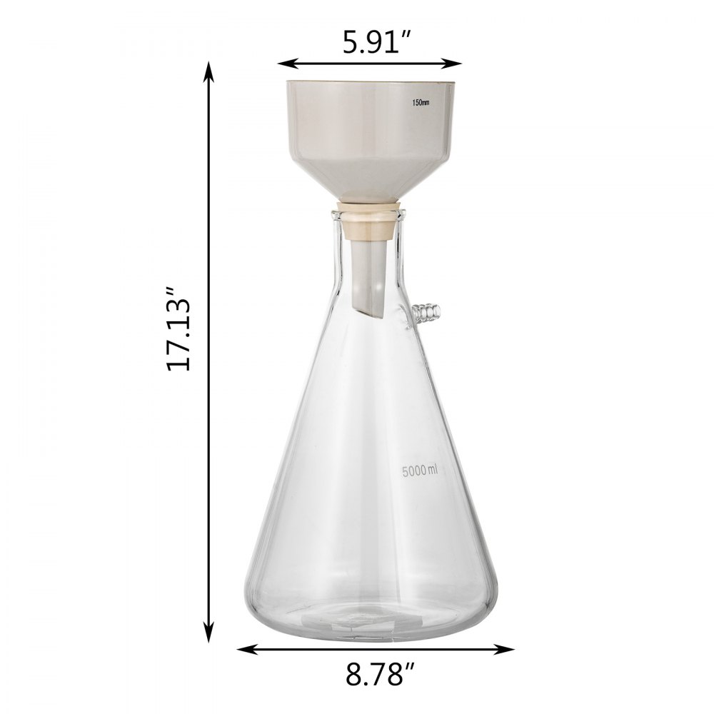 Vevor Buchner Funnel Apparatus 5000 Ml Buchner Funnel Flask 150 Mm Vacuum Funnel