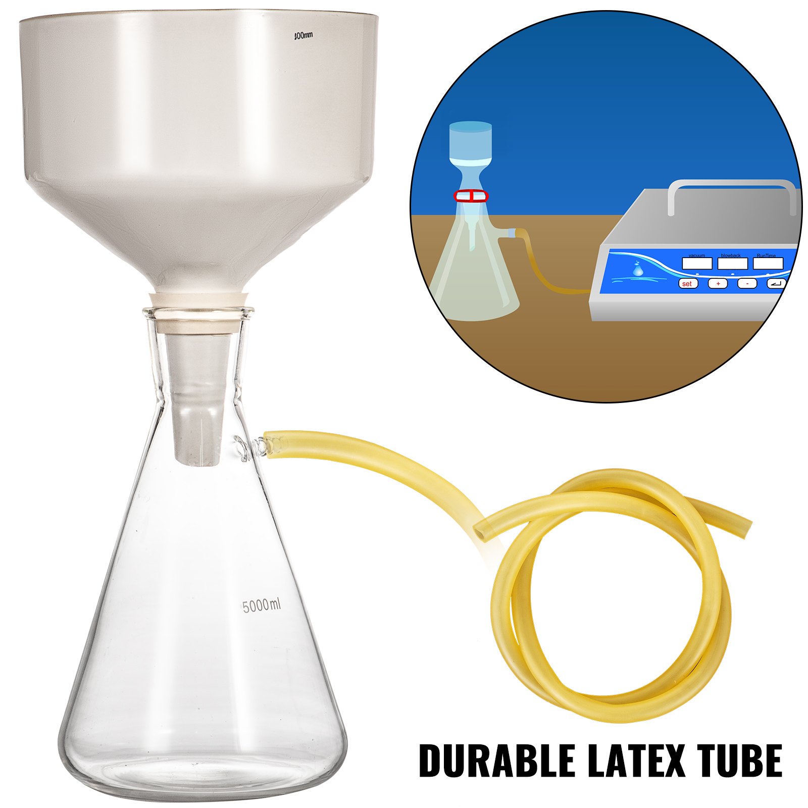 VEVOR 5000ml Buchner Funnel Apparatus Filteration Funnel Kit for Vacuum Suction