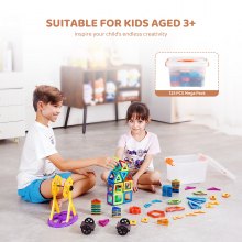 VEVOR Magnetic Tiles Magnetic Building Toy 123 PCS Magnet Blocks for Kids 3D Set