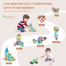 VEVOR Magnetic Tiles Magnetic Building Toy 123 PCS Magnet Blocks for Kids 3D Set