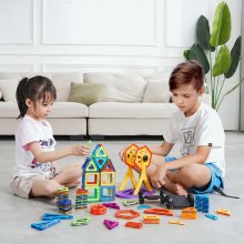 VEVOR Magnetic Tiles Magnetic Building Toy 123 PCS Magnet Blocks for Kids 3D Set