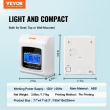 VEVOR Time Card Attendance Recorder 102 Time Cards Badge Machine