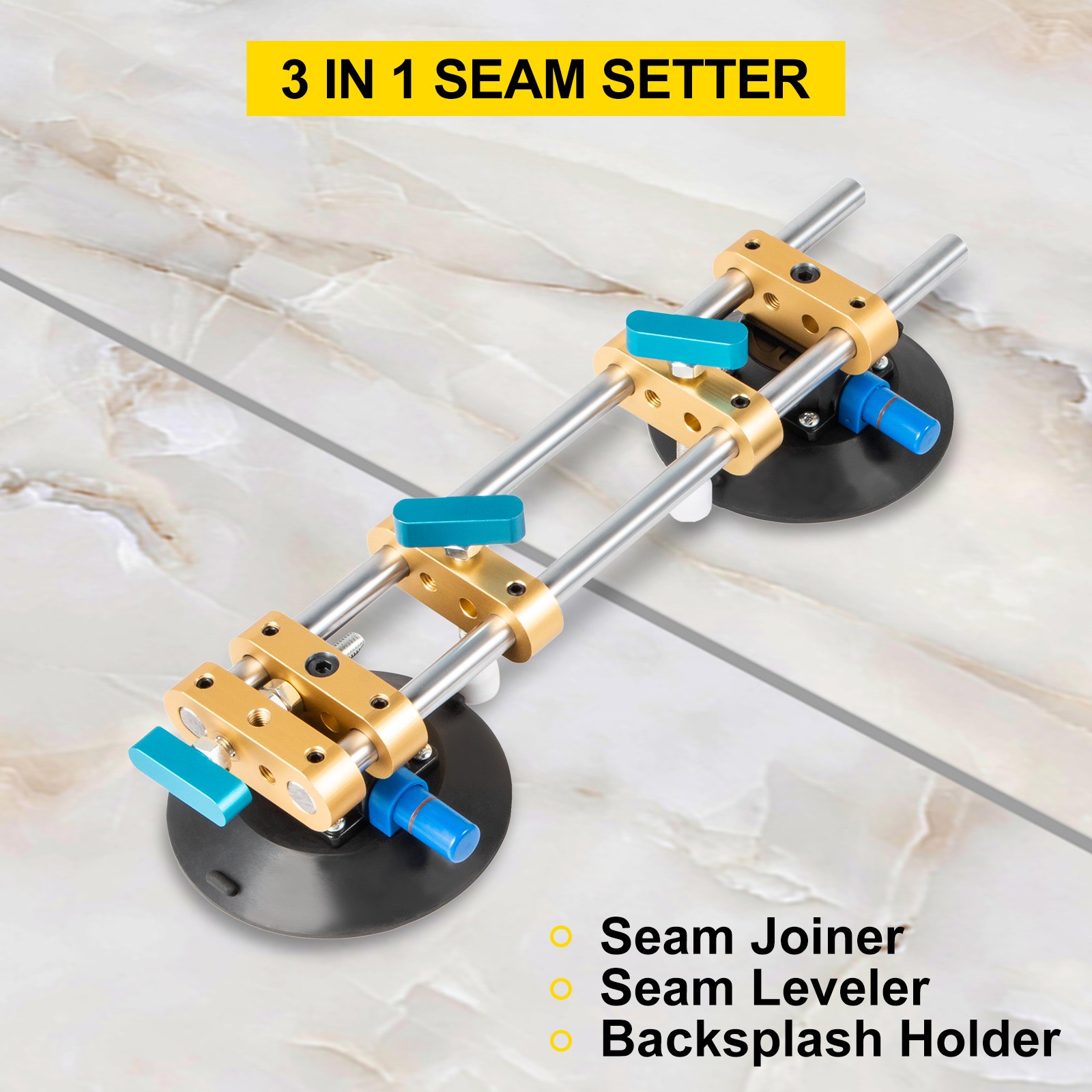 VEVOR  2 Pcs Seam Setter with 6-Inch Vacuum Suction Cup Seamless Seam Setter 153 MM Stone Seam Setter Professional Countertop Installation Tool for Seam Joining & Leveling of Granite Stone Marble