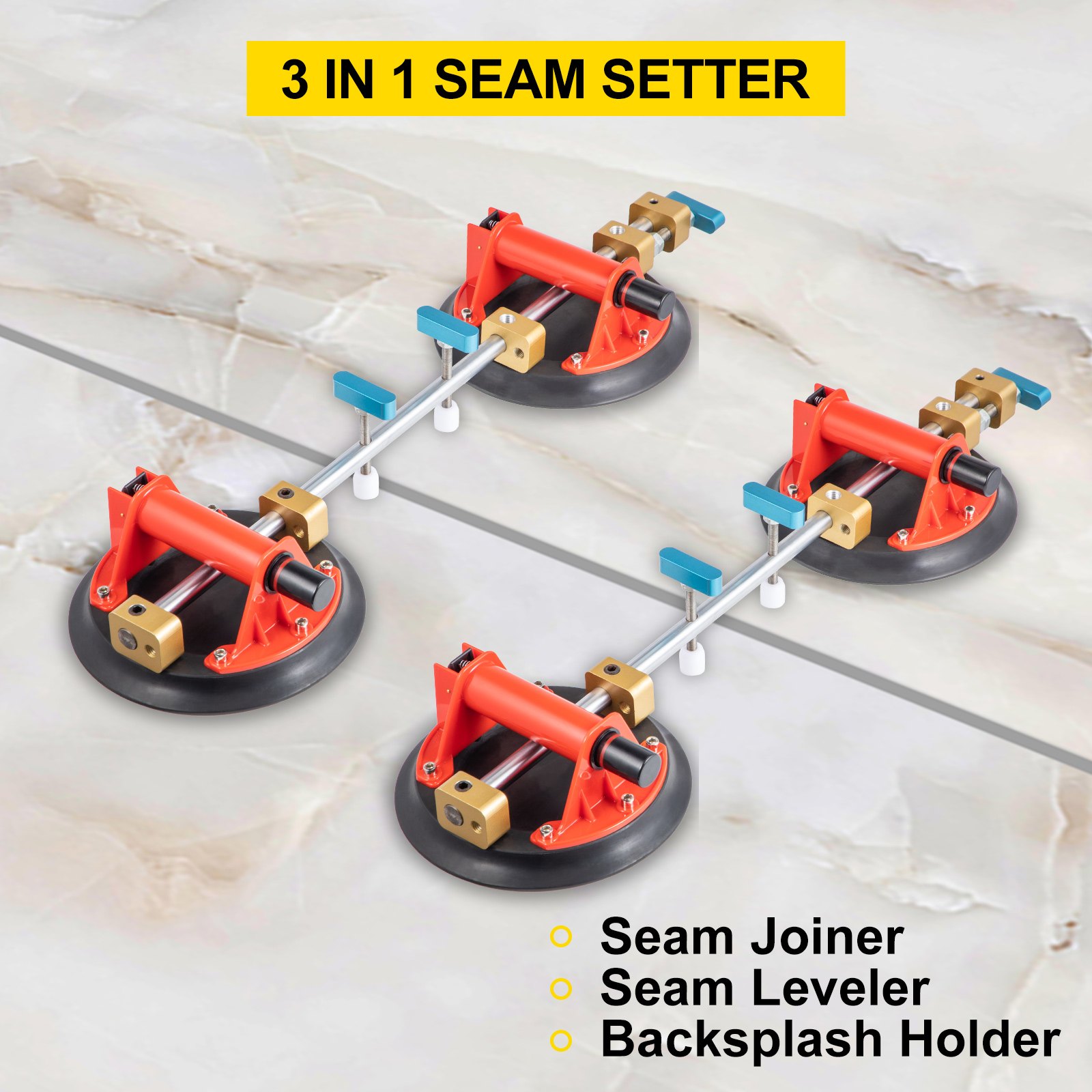 VEVOR Stone Seam Setter, 8" Seam Setter, Adjustable Suction Cup Seam Setter, Professional Countertop Installation Tool, 203 mm 2Sets for Seam Joining & Leveling of Granite, Marble, Slab