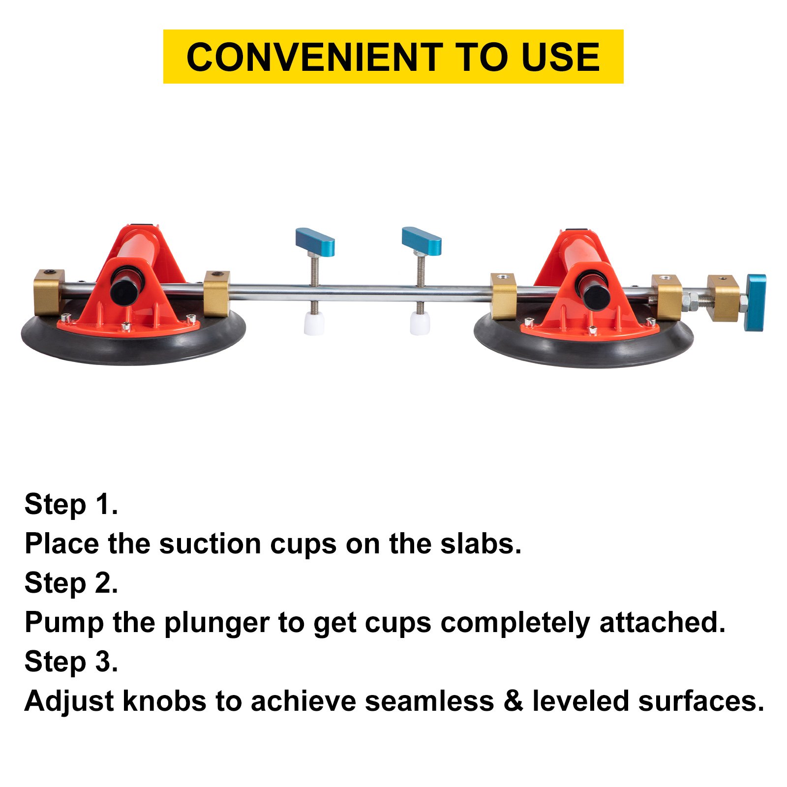 VEVOR Stone Seam Setter, 8" Seam Setter, Adjustable Suction Cup Seam Setter, Professional Countertop Installation Tool, 203 mm 2Sets for Seam Joining & Leveling of Granite, Marble, Slab