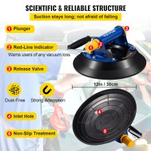 VEVOR Glass Lifting Vacuum Suction Cup Glass Lifter Suction Cup 30.4 cm 150 kg