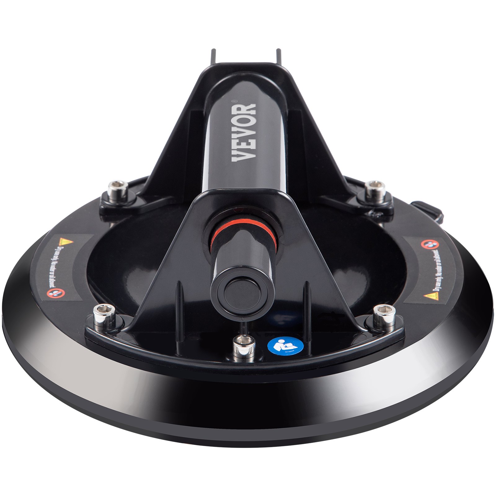 VEVOR glass lifting suction cup, black with detailed viewing of handles and base.