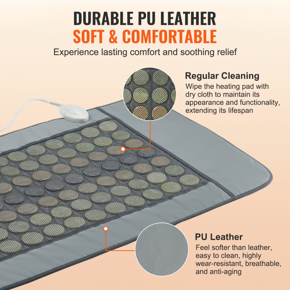 VEVOR Far Infrared Heating Pad for Full Body, 96 Natural Jade & 72 Tourmaline Stone Heating Pad for Back Shoulder Leg, 103-159 ℉ Heating Mat with Smart Controller & Auto-Off (Large 70.8" x 23.78")