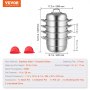 VEVOR stainless steel steamer with 5 tiers and insulated gloves, featuring dimensions.