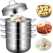 VEVOR Electric Food Steamer 9.5qt Electric Vegetable Steamer with 3-Tier Stackable Trays Food-grade Food Steamer for Cooking with 60 Min Timer Auto