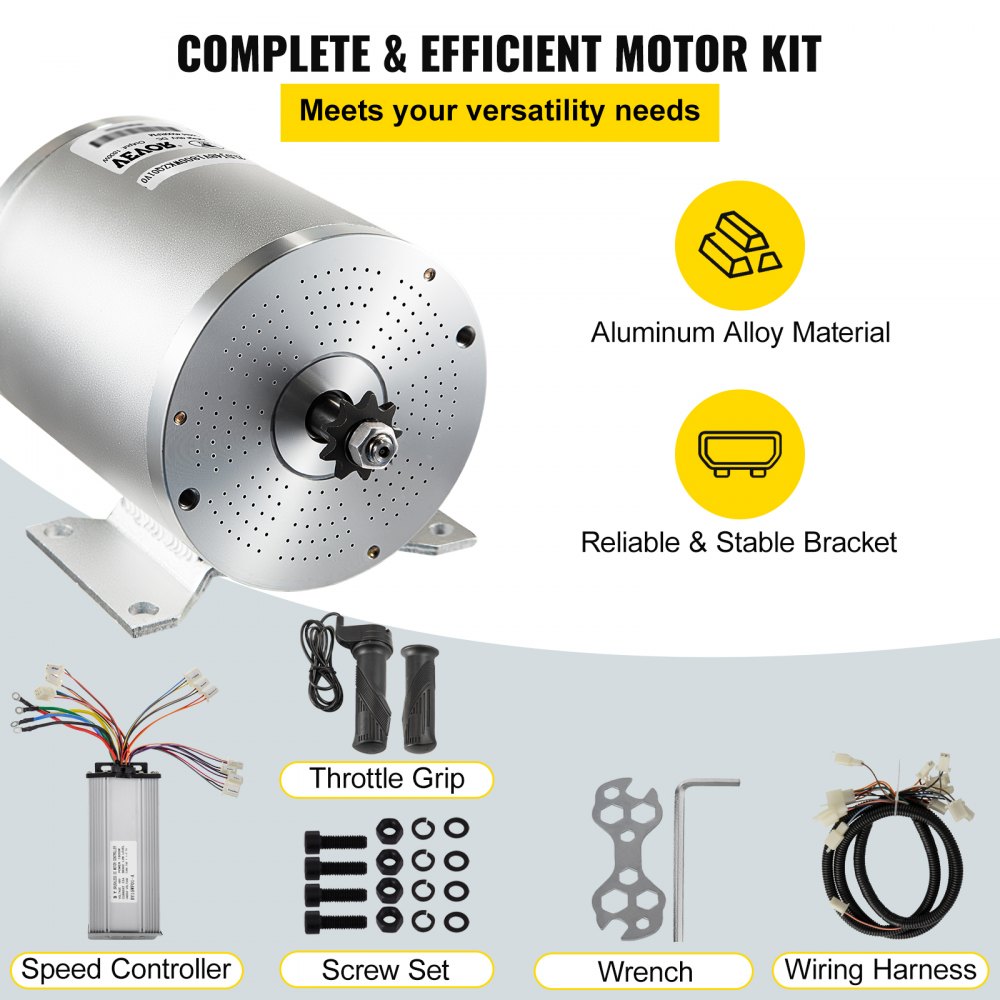 Motor eléctrico de 48 V CC, 1800 W, con controlador, asas y arnés de cableado, piñón de cadena n.° 8 de 9 dientes y soporte de montaje para scooters Go Karts y bicicletas eléctricas