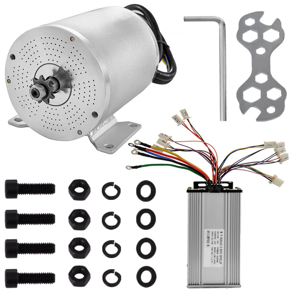 VEVOR 60V DC 2000 Watt Electric Brushless Motor Controller with 11 Tooth Sprocket and Mounting Bracket for Go Karts Scooters & E-bike