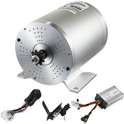 VEVOR 1800W Electric Brushless DC Motor Kit 48V High Speed Brushless Motor with 38A Speed Controller and Throttle Pedal Wire Harness Set for Electric Scooter Go Kart E-Bike