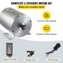 VEVOR 1800W 48V Electric Brushless DC Motor Kit High Speed Brushless Motor with 38A Speed Controller & Throttle Pedal & Wire Harness Set for Electric Scooter Go Kart E-Bike