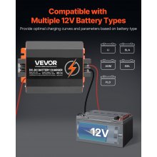 12V 40A DC to DC Charger Battery Charger 500W for Lead-Acid and Lithium AGM GEL